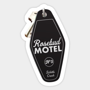 Schitt's Creek Rosebud Motel Key Tag, Retro design in black Sticker